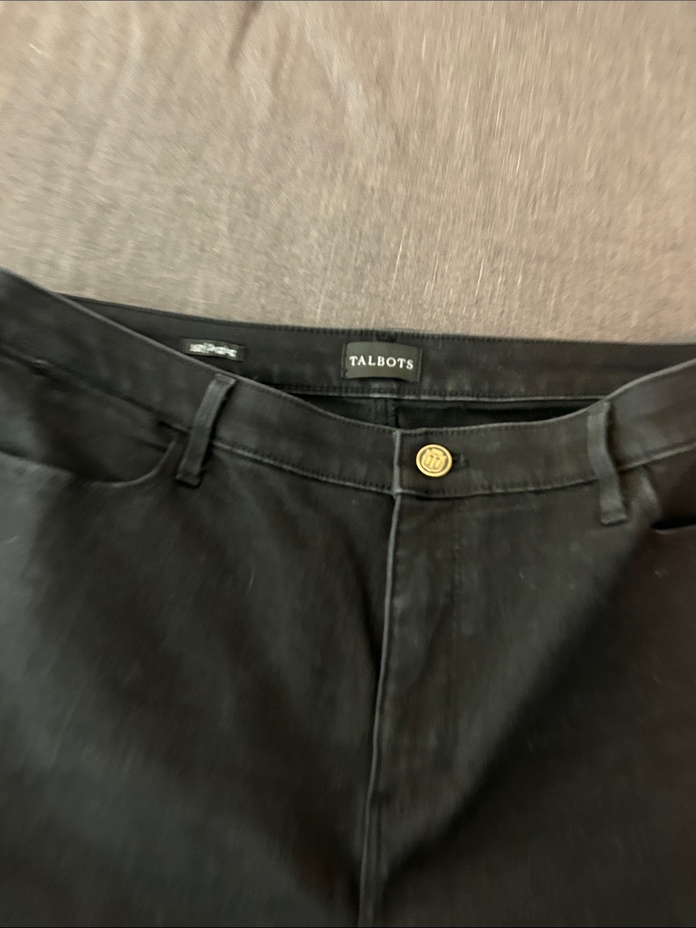 Talbots Women’s Black Relaxed Jeans with Brass Button